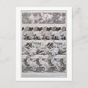 Carte Postale Equipes & Oiseaux de style Art Nouveau, Mucha