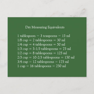 Carte postale Équivalents de mesure sec