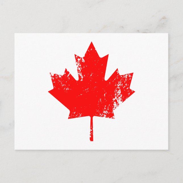 Carte Postale Érable Drapeau Grunge Canada - Rouge Distorti (Devant)