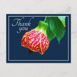 Carte Postale Érable en Fleurs Fond Bleu Merci
