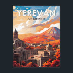 Carte Postale Erevan Arménie Travel Art Vintage<br><div class="desc">Erevan design de voyage vectoriel rétro. Erevan,  la capitale de l'Arménie,  est marquée par une grande architecture de l'ère soviétique.</div>