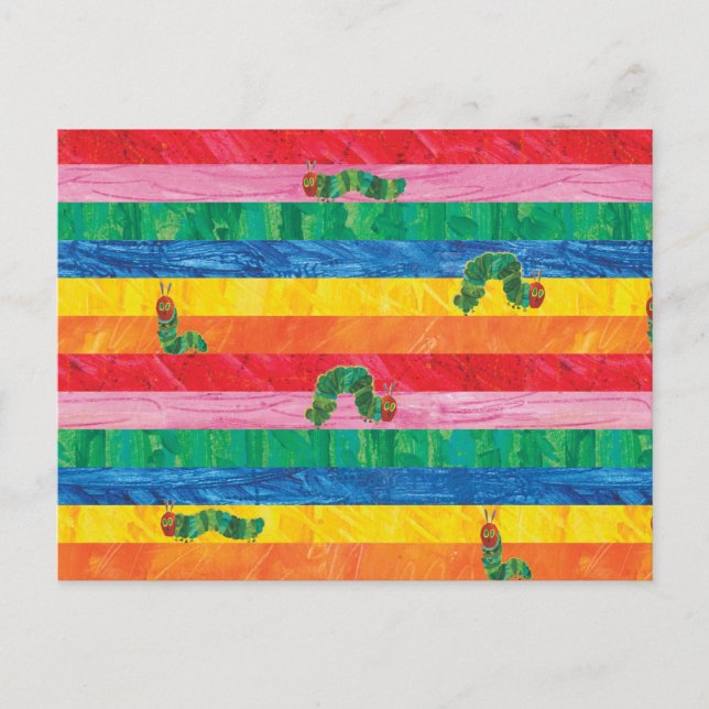 Carte Postale Eric Carle | Motif rayure arc-en-ciel de chenille (Devant)