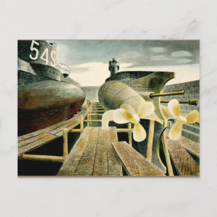 Carte Postale Eric Ravilik, Sous-marins à quai sec