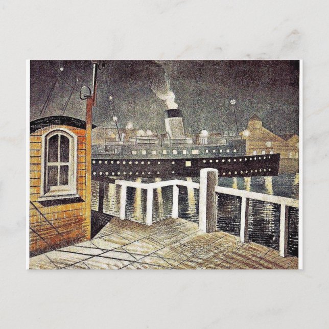 Carte Postale Eric Ravilious Art, S.S. Brighton Quitter Newhaven (Devant)