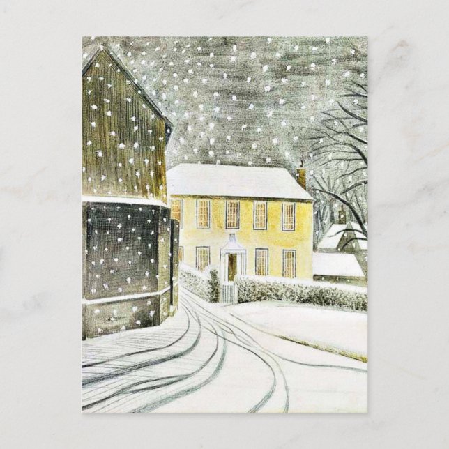 Carte Postale Eric Ravilious - Route de Hallstead sous la neige, (Devant)
