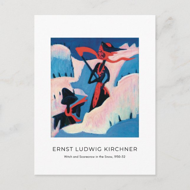 Carte Postale Ernst L. Kirchner, Witch and Scarecrow in the Snow (Devant)