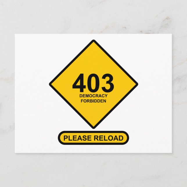 Carte Postale Erreur 403 : Démocratie interdite (Devant)