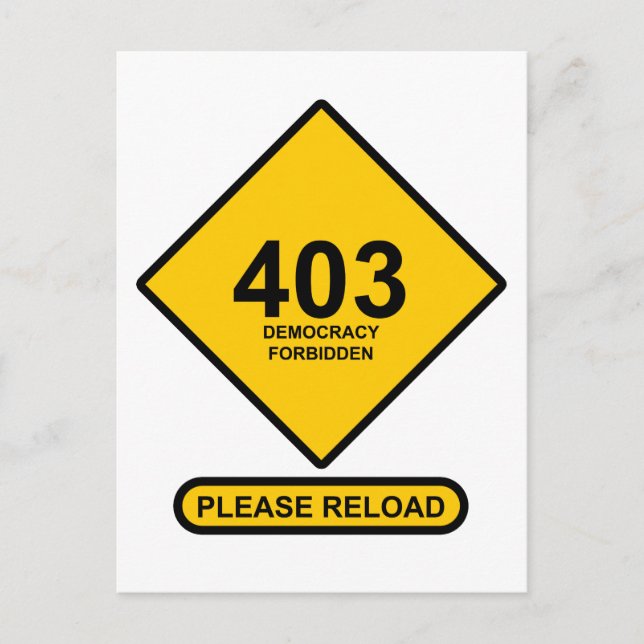 Carte Postale Erreur 403 : Démocratie interdite (Devant)