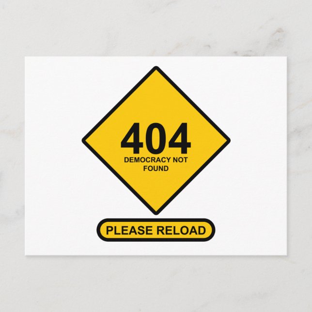 Carte Postale Erreur 404 : Démocratie introuvable (Devant)