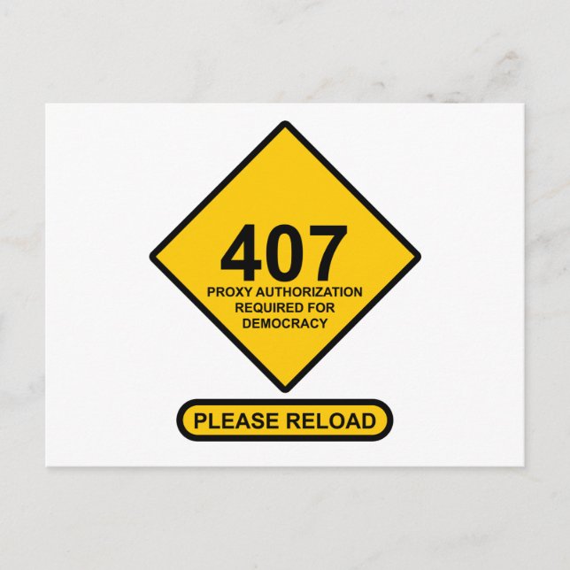 Carte Postale Erreur 407 : Authentification par proxy de démocra (Devant)