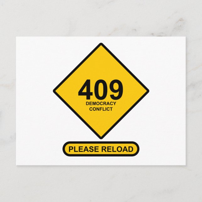 Carte Postale Erreur 409 : Conflit démocratique (Devant)