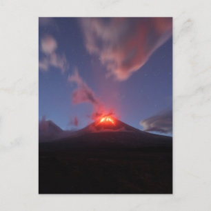 Carte Postale Éruption nocturne Klyuchevskaya Sopka à Kamchatka
