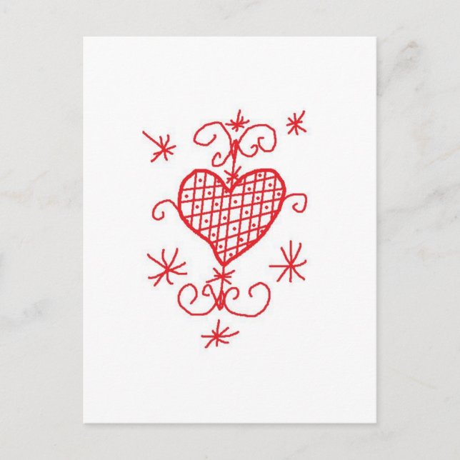 Carte Postale Erzulie Red Heart Veve Voodoo Hoodoo Love Sigil (Devant)