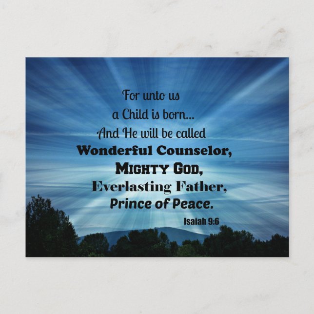 Carte Postale Esaïe 9:6 Car pour nous un Enfant est né. (Devant)