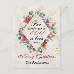 Carte Postale Ésaïe 9:6 Car pour nous un enfant naît, Noël