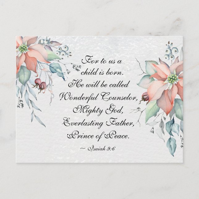 Carte Postale Ésaïe 9:6 Il sera appelé Merveilleux...Noël (Devant)