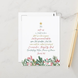 Carte Postale Ésaïe 9:6 Pour nous un enfant est né Noël