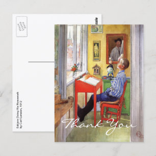 Carte Postale Esbjorn Faire ses devoirs par Carl Larsson