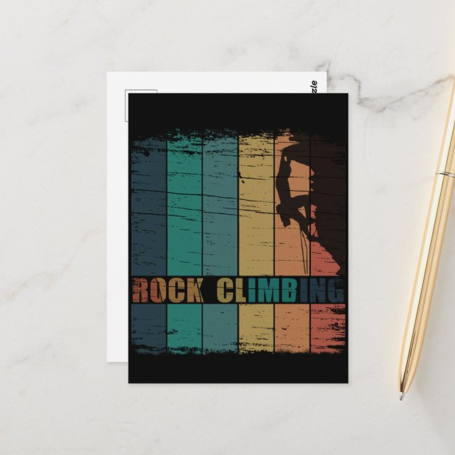 Carte Postale Escalade rock grimpeur vintage (Devant/Arrière en situation)