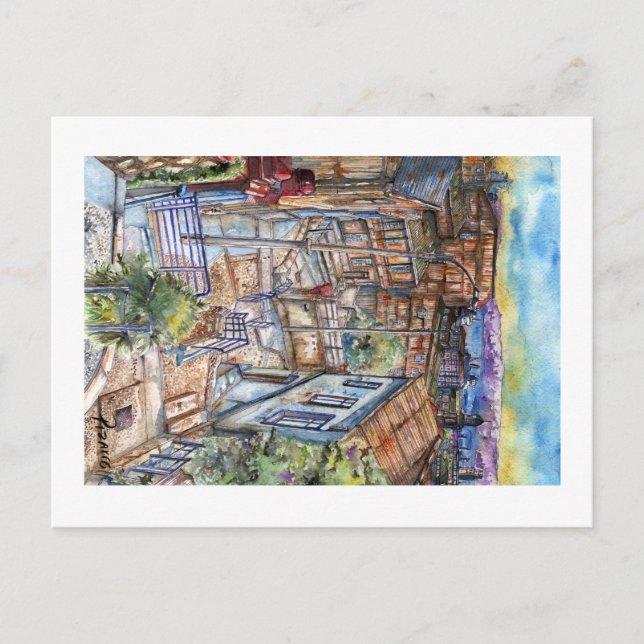 Carte Postale Escalera al plan de Valparaíso (acuarela). (Devant)