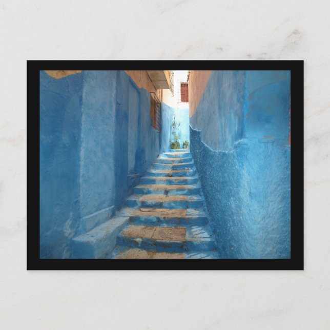 Carte Postale Escalier bleu étroit au Maroc (Devant)