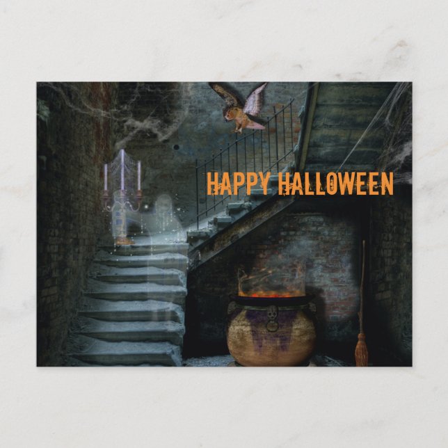 Carte Postale Escalier suspendu Halloween (Devant)