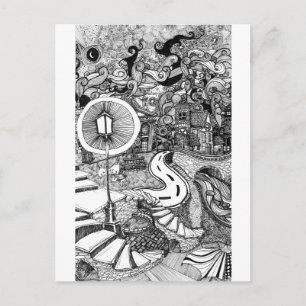 Carte Postale Escaliers sous le stylo Lamplik et illustration d'