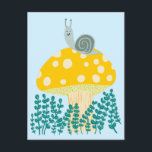 Carte Postale Escargot de Whimsical sur Cute de Champignons Magi<br><div class="desc">Carte personnalisable,  Ajoutez votre propre texte à l'arrière ou à l'avant de la carte. Consultez ma boutique pour plus de designs ou dites-moi si vous voulez quelque chose de personnalisé.</div>