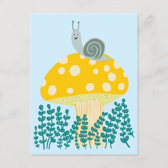 Carte Postale Escargot de Whimsical sur Cute de Champignons Magi (Devant)