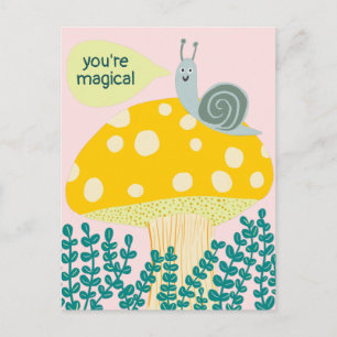 Carte Postale Escargot de Whimsical sur Magic Mushroom Cute CUST