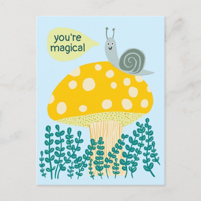 Carte Postale Escargot de Whimsical sur Magic Mushroom Cute CUST (Devant)