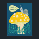 Carte Postale Escargot de Whimsical sur Magic Mushroom Cute CUST<br><div class="desc">Carte personnalisable,  Ajoutez votre propre texte à l'arrière ou à l'avant de la carte. Consultez ma boutique pour plus de designs ou dites-moi si vous voulez quelque chose de personnalisé.</div>