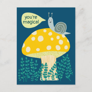Carte Postale Escargot de Whimsical sur Magic Mushroom Cute CUST