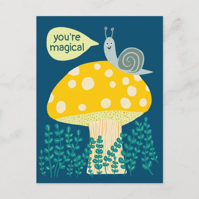 Carte Postale Escargot de Whimsical sur Magic Mushroom Cute CUST (Devant)