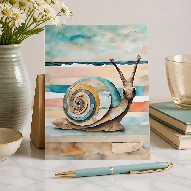 Carte Postale Escargot en techniques mixtes  (Créateur téléchargé)