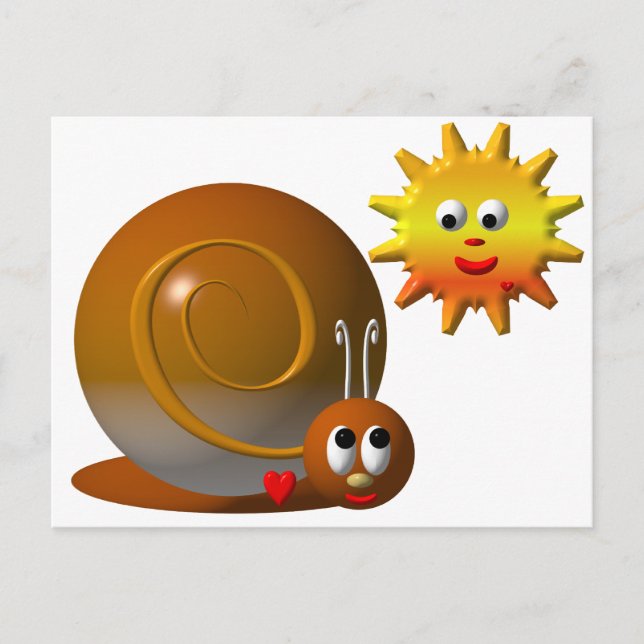 Carte Postale Escargot et soleil de sourire (Devant)