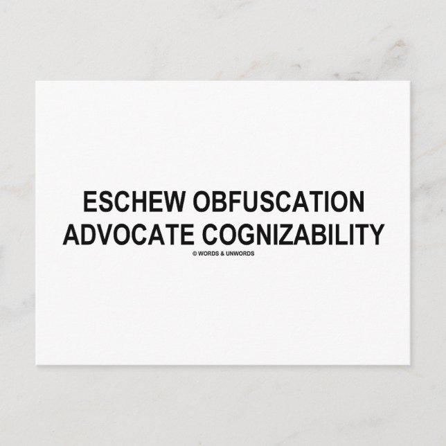 Carte Postale Eschew Obfuscation Advocate Cognizability Oxymoron (Devant)