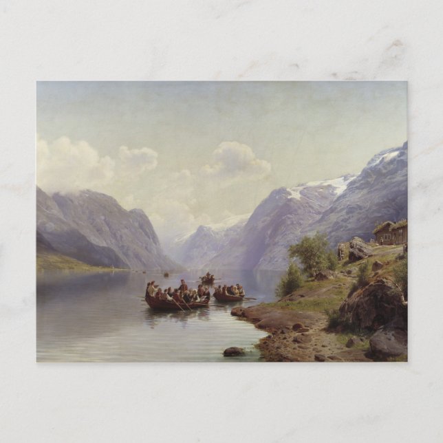 Carte Postale Escorte nuptiale sur le fjord Hardanger, 1865 (Devant)