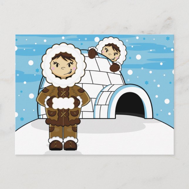 Carte postale Eskimo & Igloo (Devant)