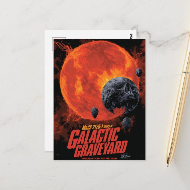 Carte Postale Espace cimetière crâne Halloween Galaxie des horre (Devant/Arrière en situation)