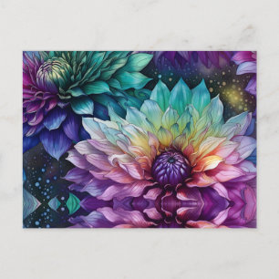Carte Postale Espace coloré Dahlia Fleur