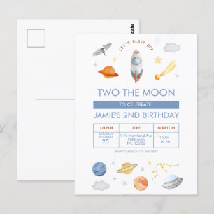 Carte Postale Espace cosmique Fête Astronaute 2e Anniversaire