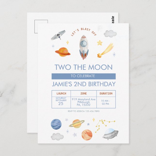 Carte Postale Espace cosmique Fête de l'Astronaute 2e Anniversai (Devant / Derrière)