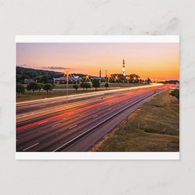 Carte Postale Espace et Rocket Center aux États-Unis au coucher  (Devant)