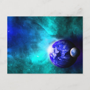 Carte Postale Espace Lune Bleue