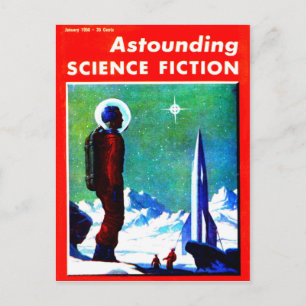 Carte Postale Espace vintage Explorer et Rocket Ship
