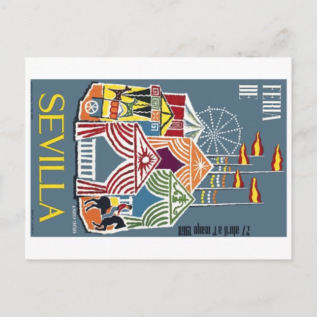 Carte Postale Espagne 1960 Séville Poster du Festival (Devant)