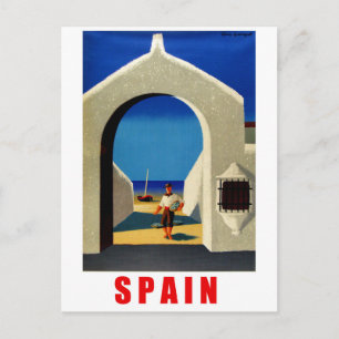 Carte Postale Espagne, côte espagnole, pêcheur venu au village