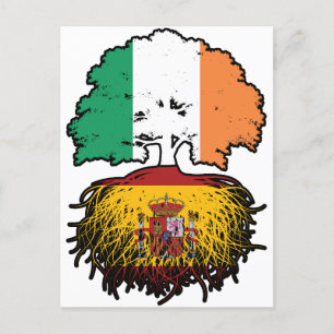 Carte Postale Espagne Espagne Irlande Irlande Arbre Drapeau