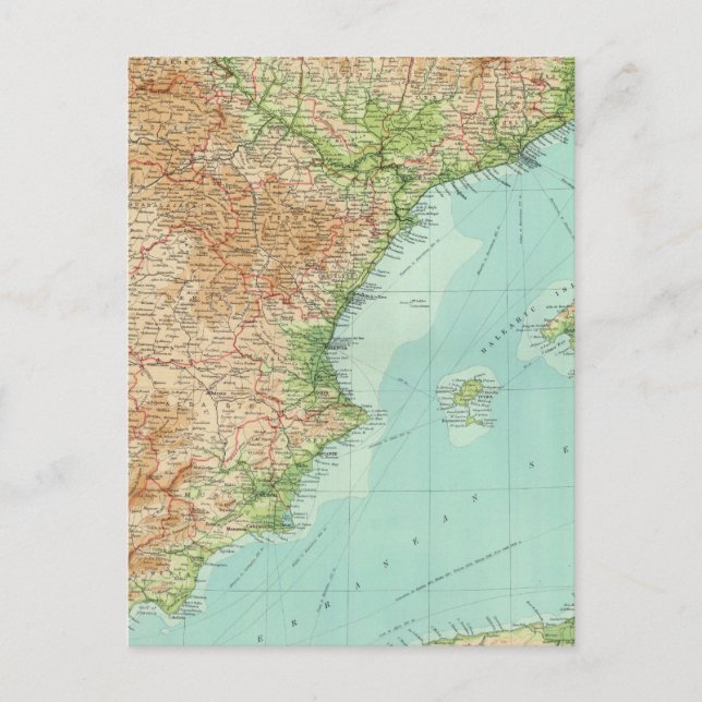 Carte Postale Espagne et Portugal, section est (Devant)